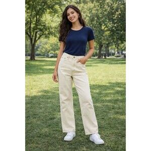 Vintage Replay Blue Jeans Womens Size 31 Straight Leg Light Yellow Cream 09s Y2K